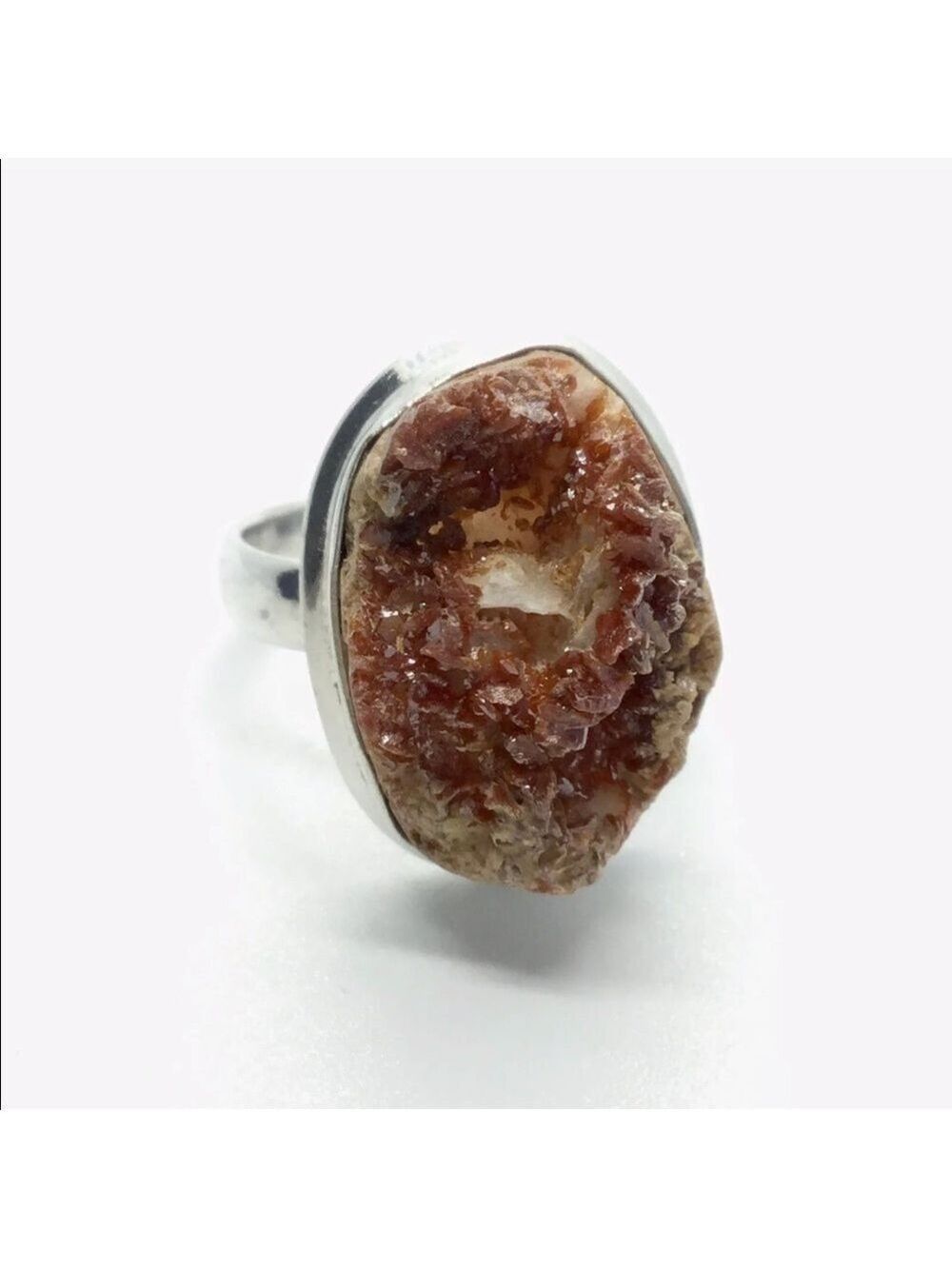 DRUZY RAW GEMSTONE STERLING SILVER RING - Picture 4 of 10